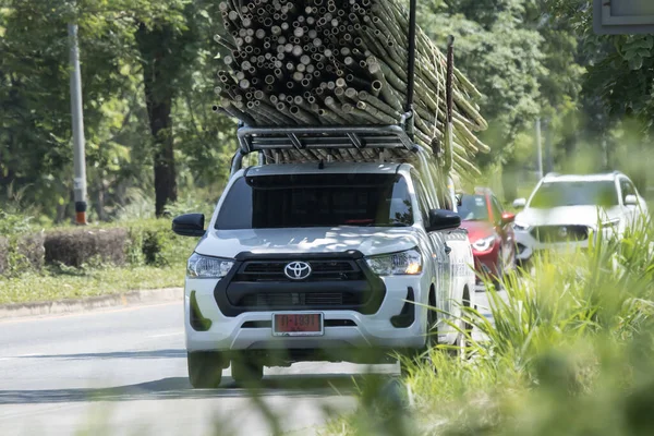 Stock image Chiangmai, Thailand -   June  1 2023: Private Pickup Truck Car Toyota Hilux Revo. On road no.1001, 8 km from Chiangmai city.