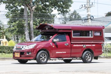 Chiangmai, Tayland - 8 Eylül 2023 Kırmızı Taksi Chiang Mai. Şehirde ve civarda hizmet veriyor. 1001 no 'lu yolda. Chiangmai İş Alanından 18 km uzakta..