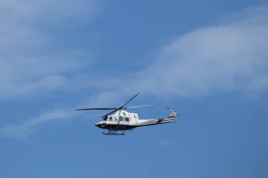 Chiangmai, Tayland - 3 Ekim 2023: Bell UH-1H Iroquois (205) Tayland Kraliyet Polisi. Fotoğraf: Chiangmai Şehri.