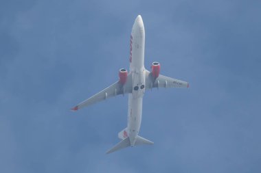 Chiangmai, Tayland - 30 Kasım 2023: HS-LVK Boeing 737-900ER Tayland Lionair Havayolları. Chiangmai havaalanından Bangkok 'a hareket et..
