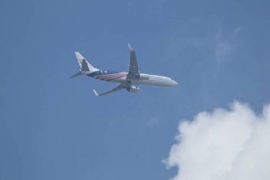 Chiangmai, Tayland - 19 Temmuz 2024: 9M-MXE Boeing 737-800 Malezya Havayolları. Chiangmai Havaalanı 'ndan Kuala Lumpur' a hareket edin..