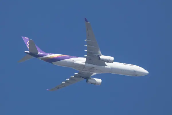 stock image Chiangmai, Thailand -  January 1 2024: HS-TEN  Airbus A330-300 of Thaiairway. Take off from Chiangmai airport to Bangkok.