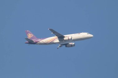 Chiangmai, Thailand -  February  3  2024: HS-TXD Airbus A320-200 of Thai Smile Airway. Take off from Chiangmai airport to Bangkok Suvarnabhumi. clipart