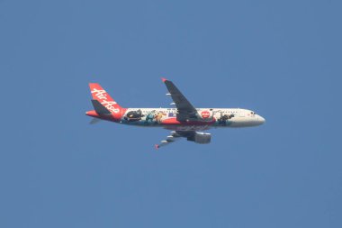 Chiangmai, Thailand -  February 18 2024: 9M-AFV Airbus A320-200 of Airasia. Take off from Chiangmai airport to Kuala lumpur, Malaysia. clipart