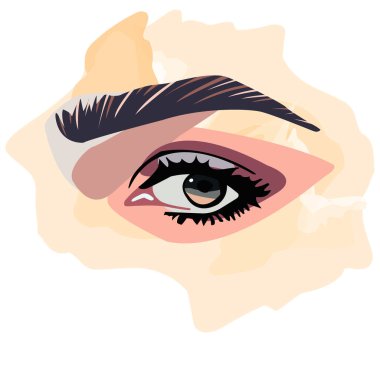 Işık arkaplanda göz çizimi. Tasarım için vektör illüstrasyonu