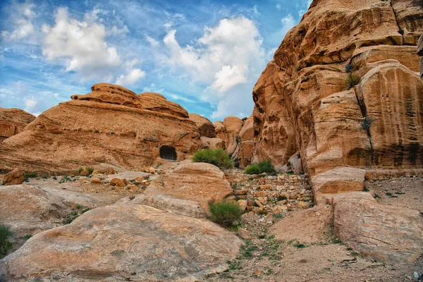 Sulla Passeggiata Patrimonio Mondiale Dell Umanità Antica Città Petra Foto — Foto Stock
