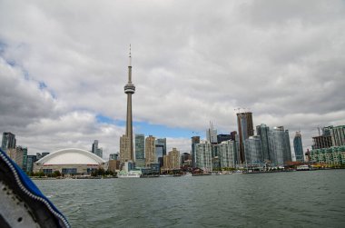 Spectacular view at downtown and CN Tower from the boat. Toronto. Ontario, Canada. High quality photo clipart