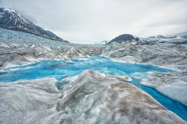 Μπλε Λιμνοθάλασσα Στο Glacier Knik Καλοκαίρι Αλάσκα Ηπα Υψηλής Ποιότητας — Φωτογραφία Αρχείου