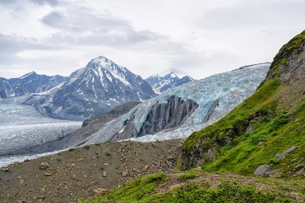 Gletsjer Knik Zomer Alaska Hoge Kwaliteit Foto — Stockfoto