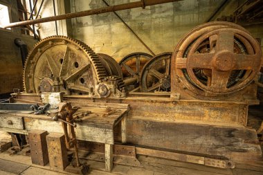 Eski tarihi Dredge No. 4, The Giant Gears, Ulusal Tarih Sitesi, Yukon, Kanada. Yüksek kalite fotoğraf