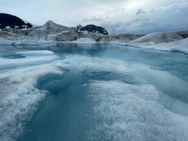 Yazın Alaska, ABD 'deki Glacier Knik' te mavi göl. Yüksek kalite fotoğraf