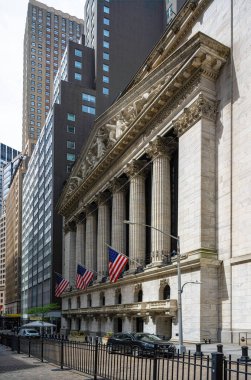 Aşağı Manhattan 'ın Finans Bölgesi' nde Amerikan borsası. Yüksek kalite fotoğraf