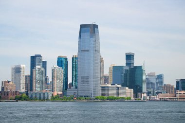Borsa Yeri, New Jersey, Hudson Nehri 'nin karşısından ABD silueti. Yüksek kalite fotoğraf