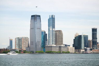 Borsa Yeri, New Jersey, Hudson Nehri 'nin karşısından ABD silueti. Yüksek kalite fotoğraf