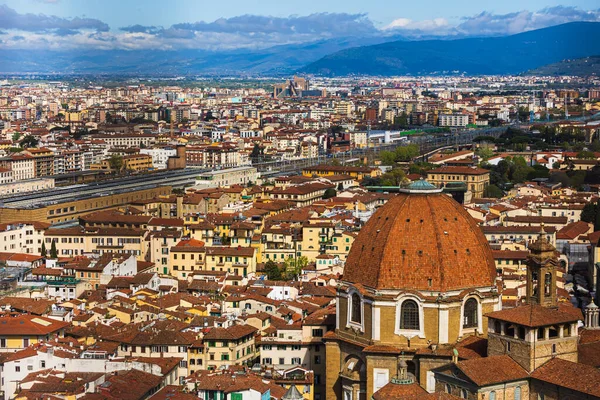 Die Brunelleschi Kuppel Von Oben Über Der Stadt Florenz Nahaufnahme Stockbild