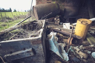 The remains of an abandoned farm house outside Farthingstone in Northamptonshire, UK