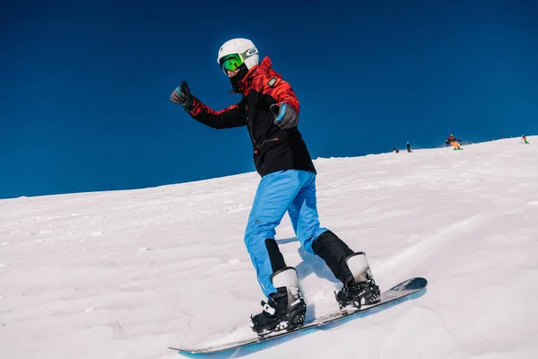 Karpaty Ukraine February 2023 Skiers Snowboarders Freeride Clear Sunny Weather Stock Photo