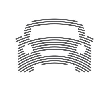 Vector silhouette of a car formed by rounded lines. Isolated on white background.