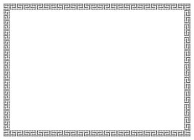 Vector geometric rectangle in width. Realistic bike chain. Greek patterns.