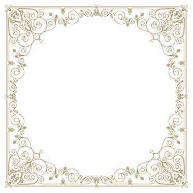 Vector retro classic line border square filigree. Isolated on white background.