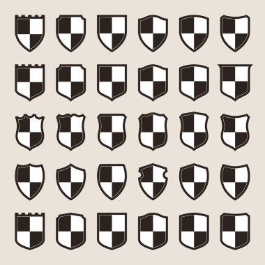 Vector set of different face vintage medieval Shields. clipart