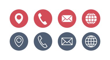 Vector basic circular icons for business cards. Isolated on white background.