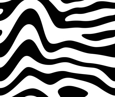 Vector black endless texture of zebra skin. White background.