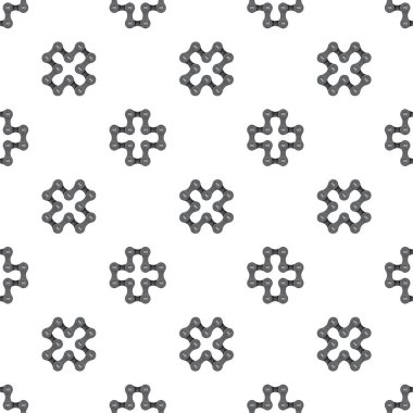 Vector geometric line seamless texture bicycle chain forming a cross. Isolated on white background.