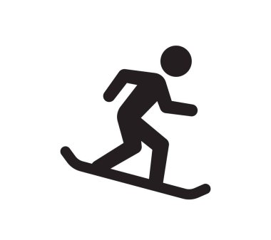 Vector simple black silhouette of a riding snowboard. Isolated on white background.