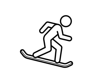 Vector simple black line figure of a snowboarder. Isolated on white background.