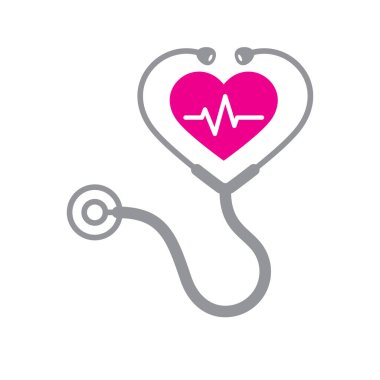 Vector icon stethoscope with heart. Isolated on white background.