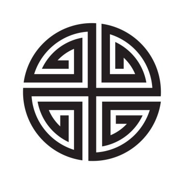 Vector black circular celtic symbol. Isolated on white background.