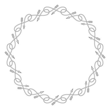 Vector circle of black lines created from twisted arrows. Isolated on white background.