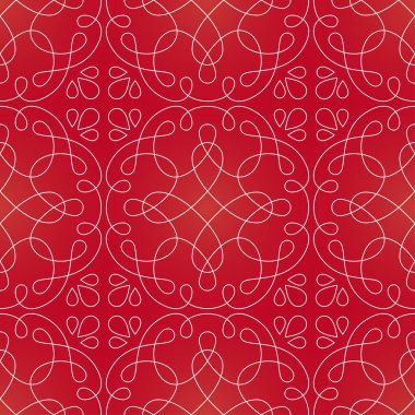 Vector seamless line intertwined grid. Red background.