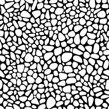 Vector simple repeating texture of white pebbles on a black background