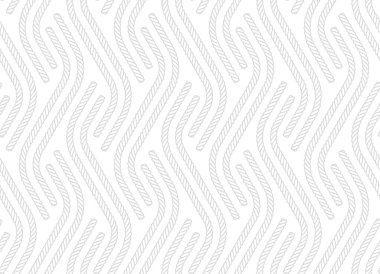 Vector seamless geometric diagonal fabric waves seamless texture with rope. Isolated on white background.