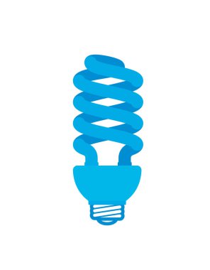 Vector blue energy saving light bulb icon. Isolated on white background.