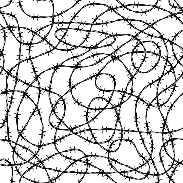 Vector Seamless Texture Black Texture Twisted Barbed Wire White Background —  Vetores de Stock