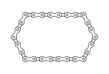 Vektör hattı bisiklet zinciri çerçevesi. Beyaz arkaplanda izole.