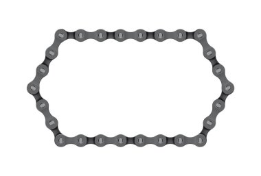 Vektör çizgisi gerçekçi bisiklet zinciri çerçevesi. Beyaz arkaplanda izole.