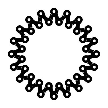 Bisiklet zincirinden oluşturulan siyah vektör çemberi. Beyaz arkaplanda izole.