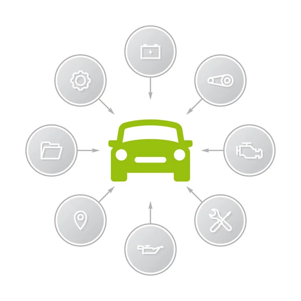 Car Service Vector Infographic Met Cirkel Pictogrammen Geïsoleerd Witte Achtergrond — Stockvector