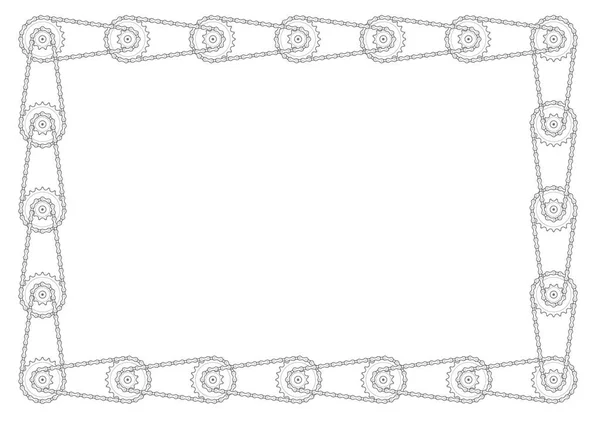 Векторная Черная Линия Велосипедного Крэнка Цепью Образующей Прямоугольную Рамку Стационарное — стоковый вектор
