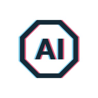 Yapay zeka vektör sembolü. Beyaz arkaplanda izole.