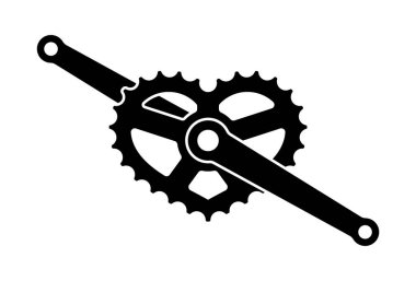 Vektör bisiklet kolu siyah ikon silueti ve kalp şeklinde dönüştürücü. Beyaz arkaplanda izole.