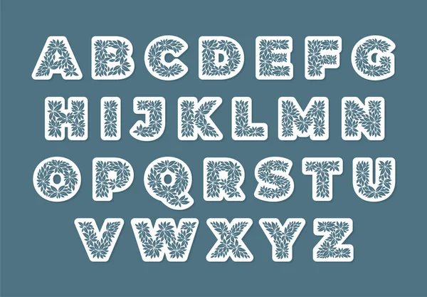Caractères Vectoriels Alphabet Formé Par Les Feuilles — Image vectorielle