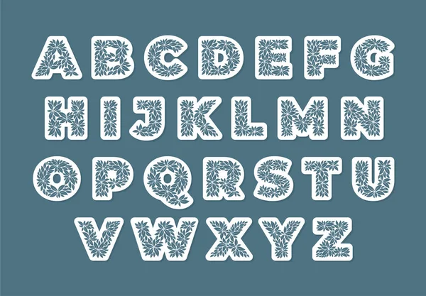 Caractères Vectoriels Alphabet Formé Par Les Feuilles — Image vectorielle