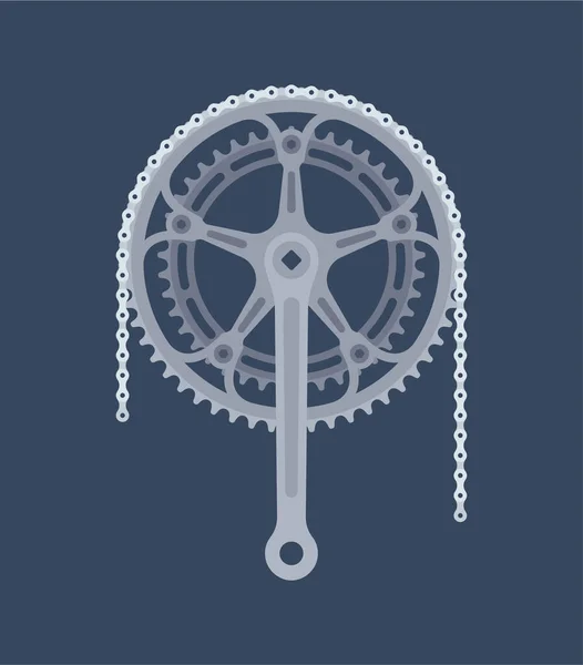 Vektorfarbene Fahrradkurbel Mit Kette Blauer Hintergrund — Stockvektor