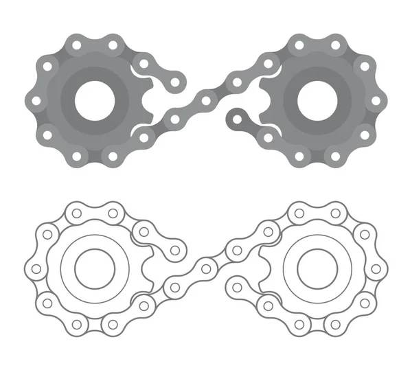 Vector Fahrradkette Mit Zahnrad Symbol Der Unendlichkeit Isoliert Auf Weißem — Stockvektor