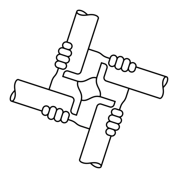 Vecteur Quatre Tenant Main Symbole Amitié Isolé Sur Fond Blanc — Image vectorielle